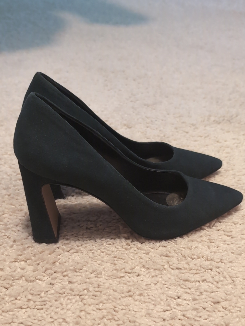 Vince Camuto Dark Teal Suede Pointed Toe 3in Heels - 8 - Picture 2 of 5
